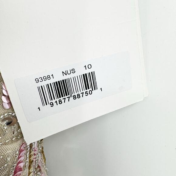 Mac Duggal Bead-Embellished Detail Halter Neck Gown Gold/ Silver Size 10 NWT - Picture 12 of 14